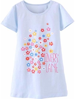 Girls Nightgown Cotton Nightshirt Cute Floral Princess Pajamas Sleep Dress