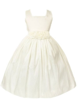 Sweet Kids Little Girls' Sleeveless Rolled Flower Waistband Flower Girl Dress