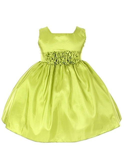 Sweet Kids Little Girls' Sleeveless Rolled Flower Waistband Flower Girl Dress