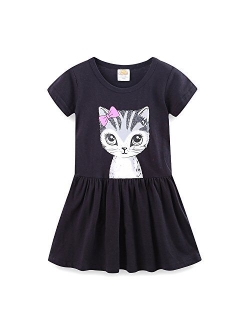 Mud Kingdom Little Girls Dresses Summer Clothes Kitten