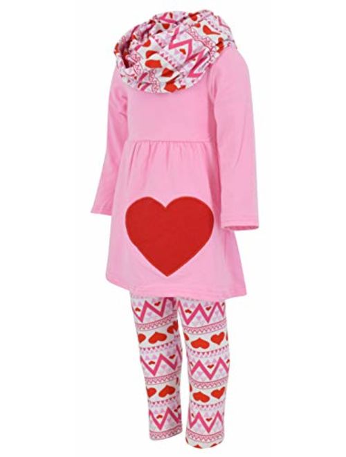 Unique Baby Girls 3 Piece Matching Valentine's Day Heart Print Legging Set