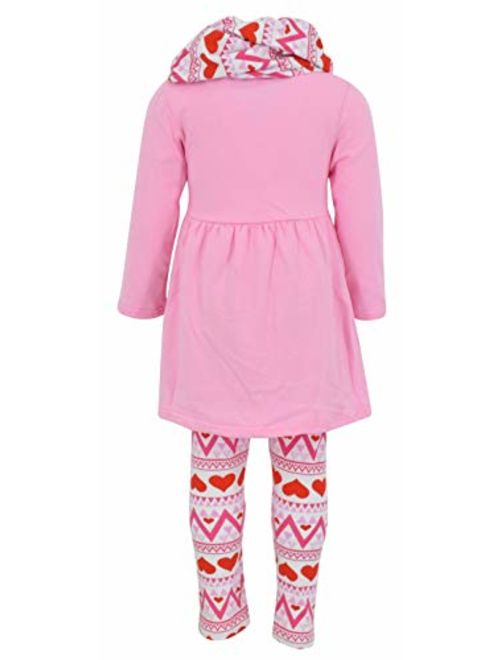 Unique Baby Girls 3 Piece Matching Valentine's Day Heart Print Legging Set