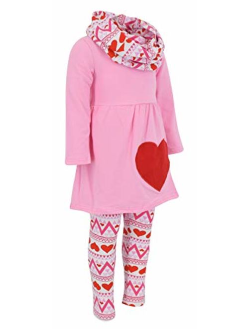 Unique Baby Girls 3 Piece Matching Valentine's Day Heart Print Legging Set