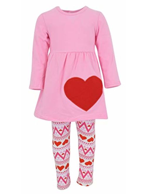 Unique Baby Girls 3 Piece Matching Valentine's Day Heart Print Legging Set