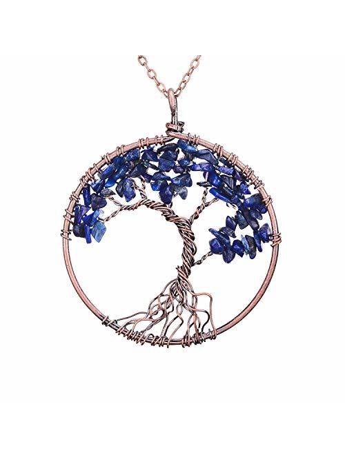 sedmart Tree of Life Pendant Amethyst Rose Crystal Necklace Gemstone Chakra Jewelry