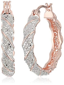 Plated Bronze Diamond Accent Twisted Hoop Earrings