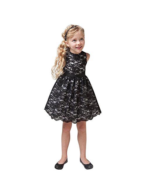 TiaoBug Kids Girls Vintage Lace Princess Flower Dress Sleeveless Pageant Gown Baptism First Communion Country Dress