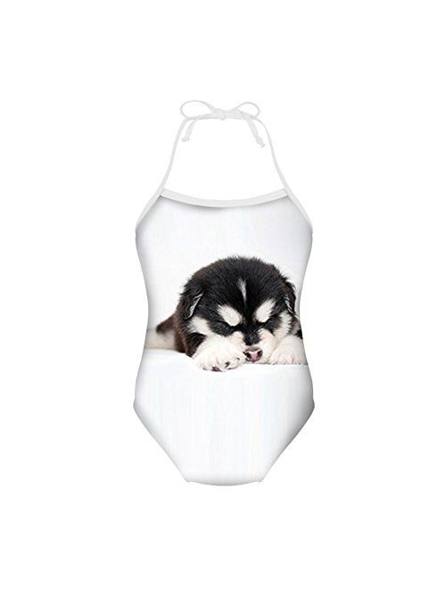 ELEQIN Funny Animal Swimsuits Cover Ups Girls Bodysuit One Piece Swimwear for 3-10T