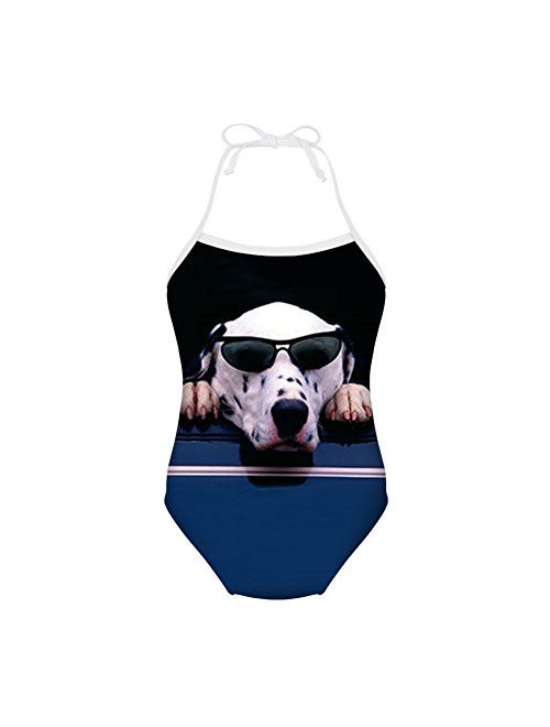 ELEQIN Funny Animal Swimsuits Cover Ups Girls Bodysuit One Piece Swimwear for 3-10T