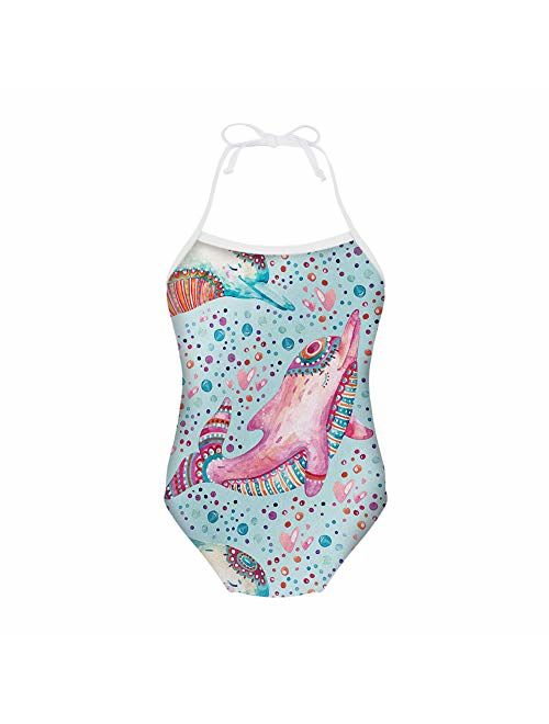 ELEQIN Funny Animal Swimsuits Cover Ups Girls Bodysuit One Piece Swimwear for 3-10T