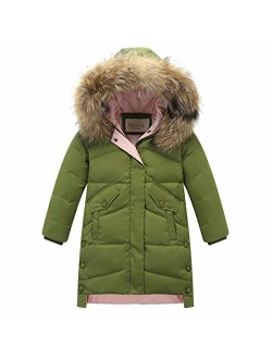 Ding Dong Kid Girl Winter Hooded Fur Down Parka Coat