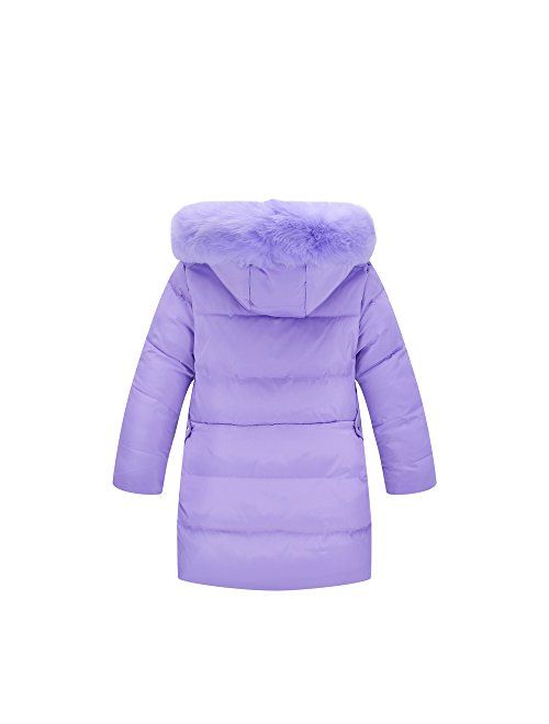 Ding Dong Kid Girl Winter Hooded Fur Down Parka Coat