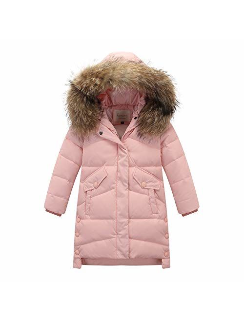 Ding Dong Kid Girl Winter Hooded Fur Down Parka Coat