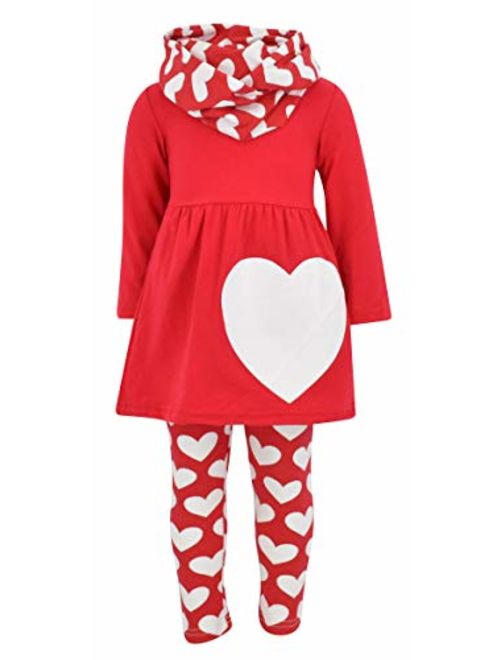 Unique Baby Girls Valentine's Day White Hearts Legging Set