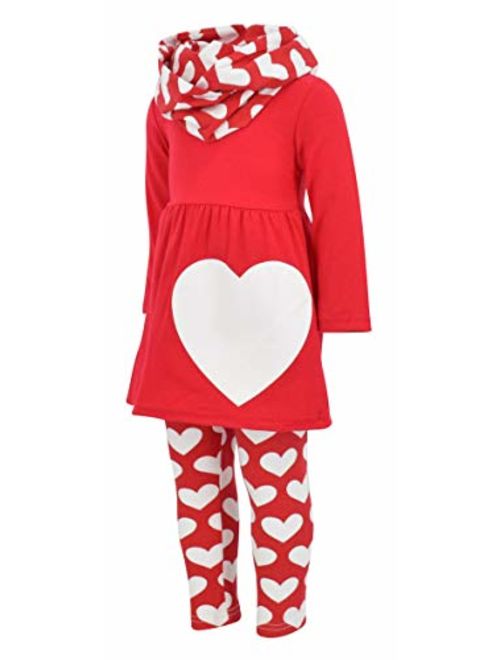 Unique Baby Girls Valentine's Day White Hearts Legging Set