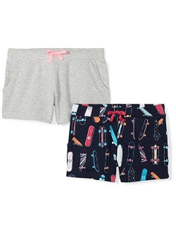 Amazon Brand - Spotted Zebra Girls' Toddler & Kids 2-Pack French Terry Knit Shorts