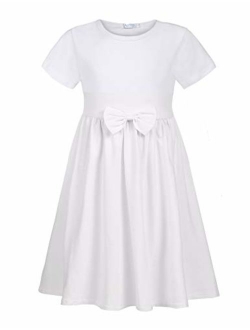 Girls Long/Short Sleeve Dress A line Twirly Skater Casual Dress