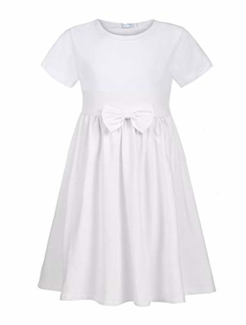 Arshiner Girls Long/Short Sleeve Dress A line Twirly Skater Casual Dress