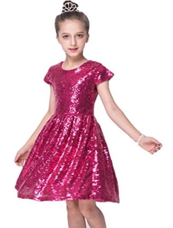 Shiny Toddler Little/Big Girls Shiny Sequins Birthday Party Dance Dress