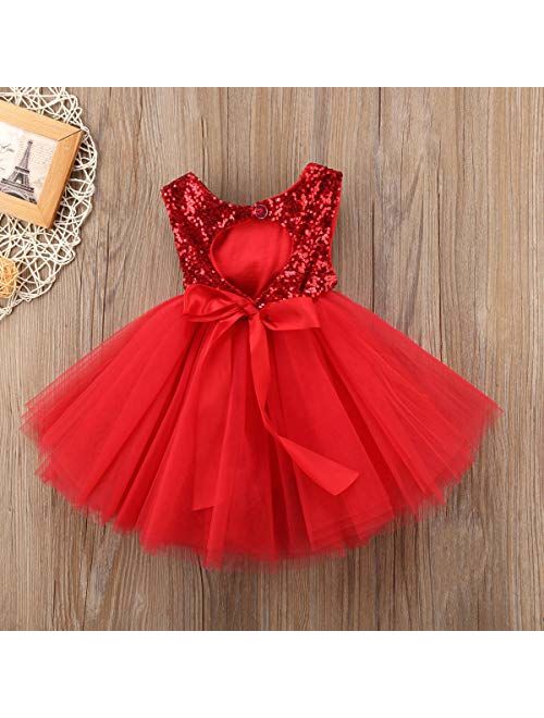 Shiny Toddler Little/Big Girls Shiny Sequins Birthday Party Dance Dress