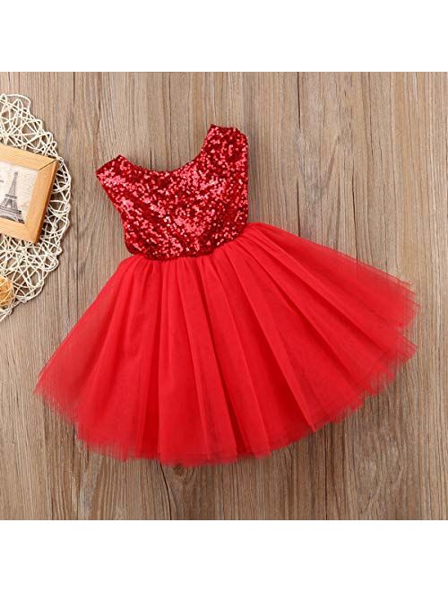 Shiny Toddler Little/Big Girls Shiny Sequins Birthday Party Dance Dress