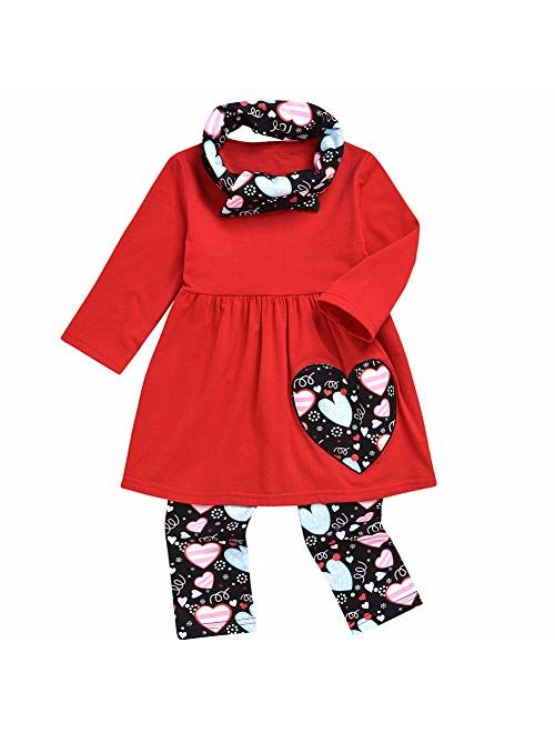 Toddler Little Girls Hi Lo Ruffle Flare Tunic Dress Top Floral Leggings Pants Outfit Set