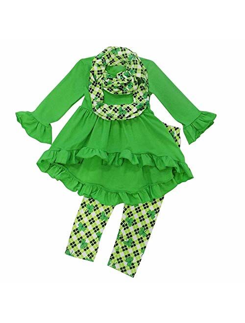 Toddler Little Girls Hi Lo Ruffle Flare Tunic Dress Top Floral Leggings Pants Outfit Set