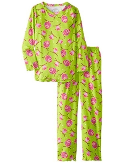 Sara's Prints Girls' Ruffle Top and Pant Pajama Set