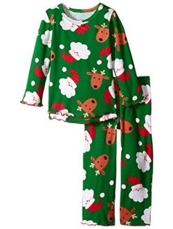 Sara's Prints Girls' Ruffle Top and Pant Pajama Set