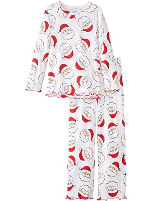 Sara's Prints Girls' Ruffle Top and Pant Pajama Set