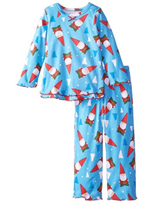 Sara's Prints Girls' Ruffle Top and Pant Pajama Set