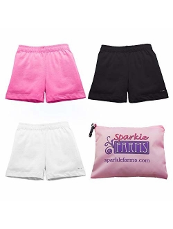 Sparkle Farms Girls Under Dress Shorts for Dance, Bike, School Uniforms, Active Playground Cartwheels, 3-Pack