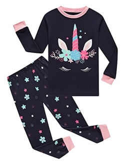 Little Girls Pajamas 100% Cotton Long Sleeve Pjs Toddler Clothes Kids Sleepwear Shirts