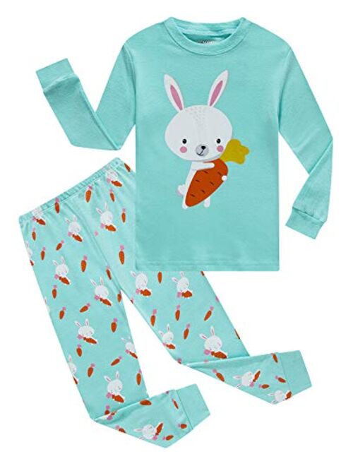 Little Girls Pajamas 100% Cotton Long Sleeve Pjs Toddler Clothes Kids Sleepwear Shirts