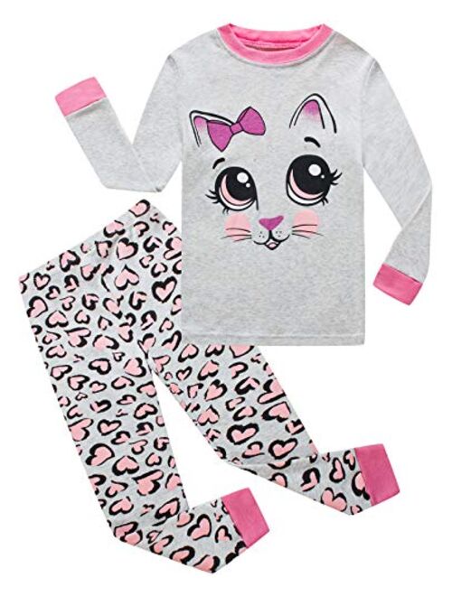 Little Girls Pajamas 100% Cotton Long Sleeve Pjs Toddler Clothes Kids Sleepwear Shirts