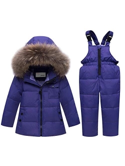 JiAmy Kids Winter Puffer Jacket and Snow Pants 2-Piece Snowsuit Skisuit Set