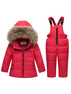 JiAmy Kids Winter Puffer Jacket and Snow Pants 2-Piece Snowsuit Skisuit Set