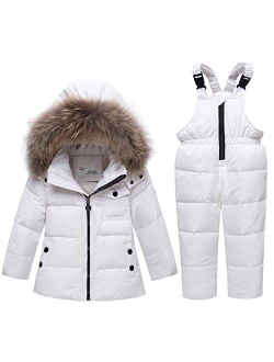 JiAmy Kids Winter Puffer Jacket and Snow Pants 2-Piece Snowsuit Skisuit Set