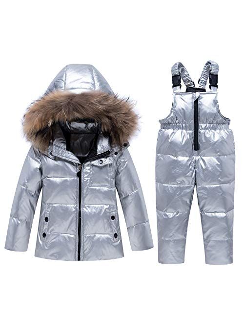 JiAmy Kids Winter Puffer Jacket and Snow Pants 2-Piece Snowsuit Skisuit Set