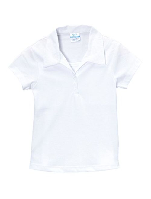 unik Girl's Uniform Triple Button Collar Shirt Short Sleeve White Navy Sky Blue Red Burgundy Hunter Green Yellow Purple