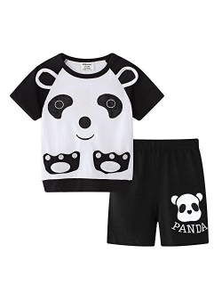 Mammybaby Little Girls Panda Long Sleeved Pajamas Set Cotton DRG7463