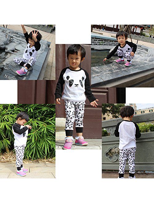 Mammybaby Little Girls Panda Long Sleeved Pajamas Set Cotton DRG7463