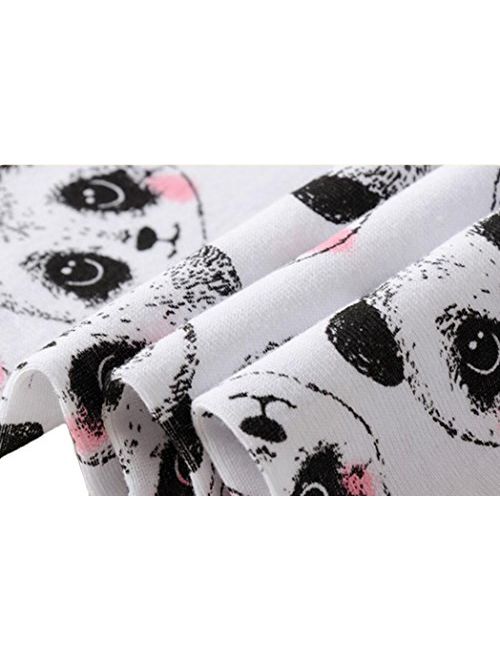 Mammybaby Little Girls Panda Long Sleeved Pajamas Set Cotton DRG7463