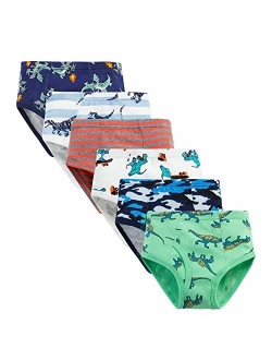 Closecret Kids Series Baby Soft Cotton Underwear Dinosaur Truck Shark Little Boys' Assorted Briefs(Pack of 6)