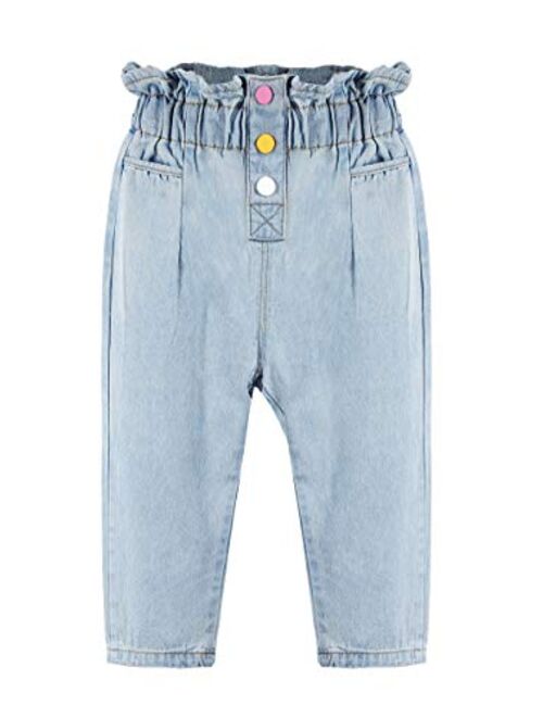 Kidscool Space Little Big Girls Embroidery Butterfly Grass Slim Jean Pants