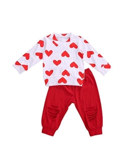 Toddler Baby Girl Fall Winter Clothes Leopard Heart Long Sleeve Tops Legging Pants Tracksuit Sweatsuit 2Pcs Outfit Set