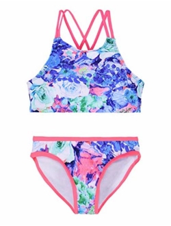 Girl's Bikini Set Crop Flounce Two Piece Swimsuits Kids Haler Bathing Suits