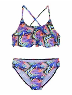 Girl's Bikini Set Crop Flounce Two Piece Swimsuits Kids Haler Bathing Suits