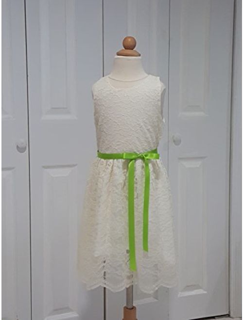 Shop Ginger Wedding Ivory Flower Girl Lace Dress Bow Sash Children Communion D6