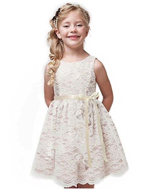 Shop Ginger Wedding Ivory Flower Girl Lace Dress Bow Sash Children Communion D6